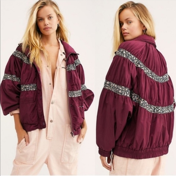 Free People On My Mind Floral Bomber Jacket NWT Large $228 - Picture 1 of 12